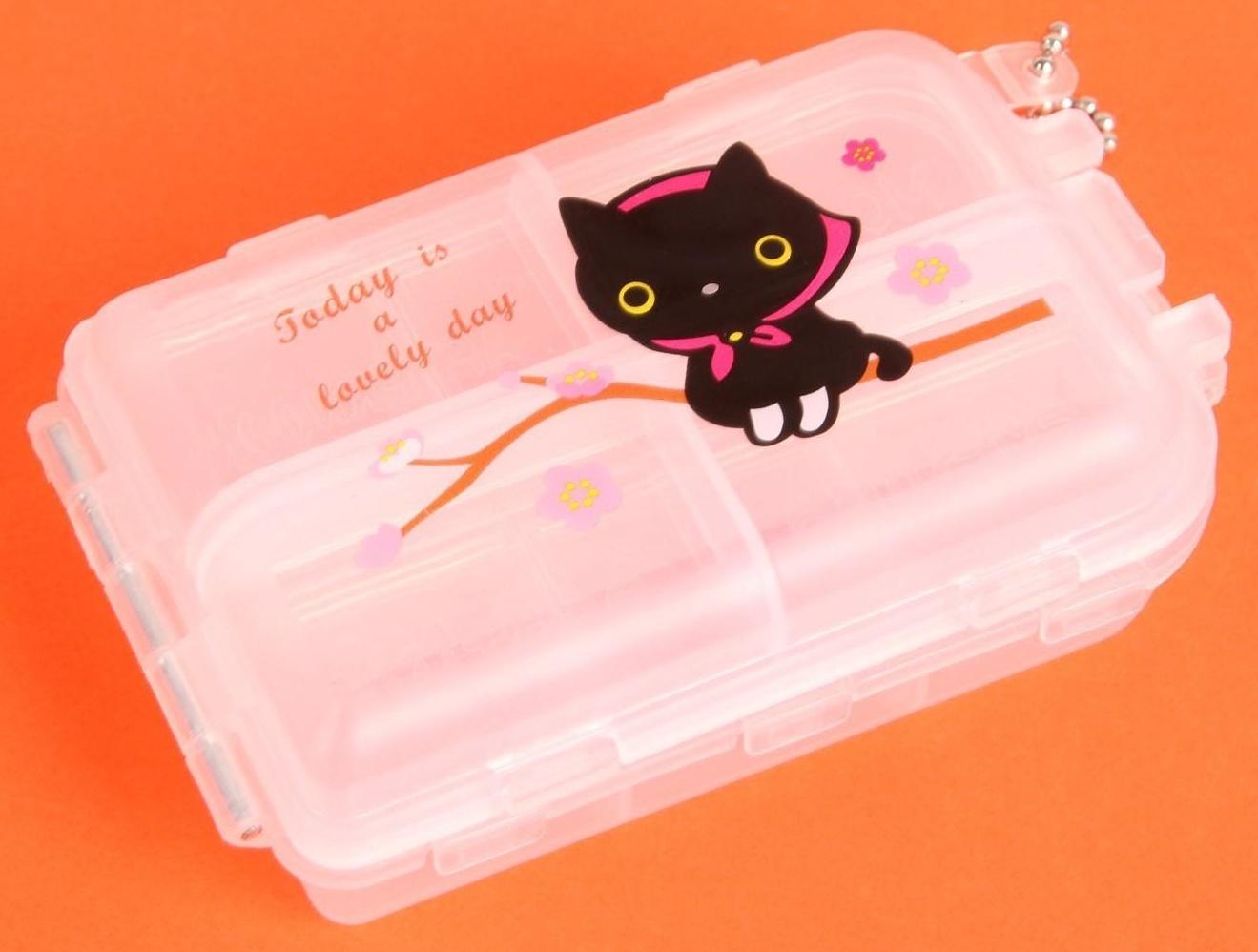 Таблетница с цепочкой, 10 секций, цвет МИКС