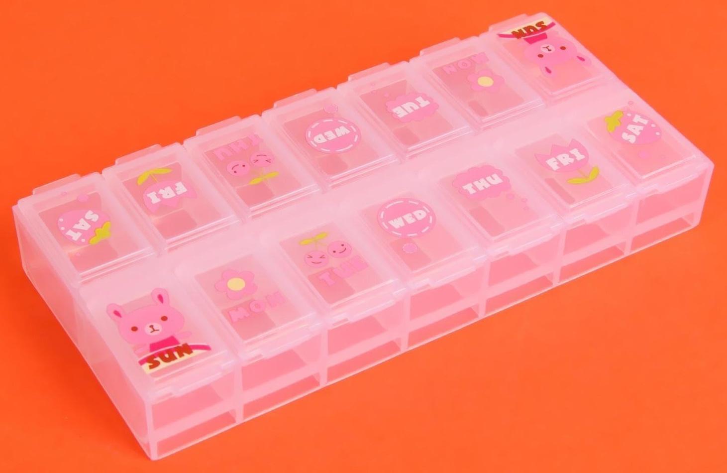 Таблетница «Картинки», 14 секций, цвет МИКС