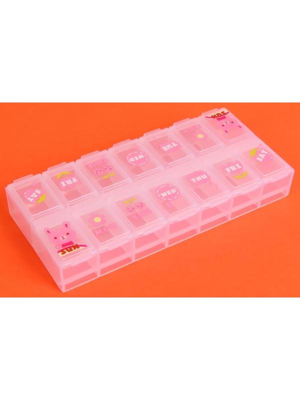 Таблетница «Картинки», 14 секций, цвет МИКС