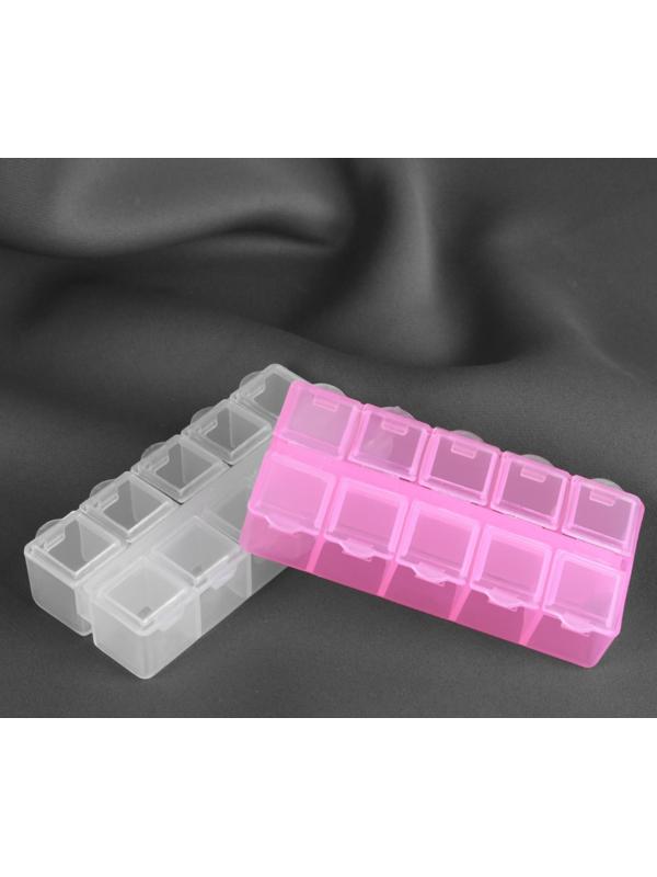 Органайзер для бисера, 10 отделений, 8,8 × 4,5 см, цвет МИКС