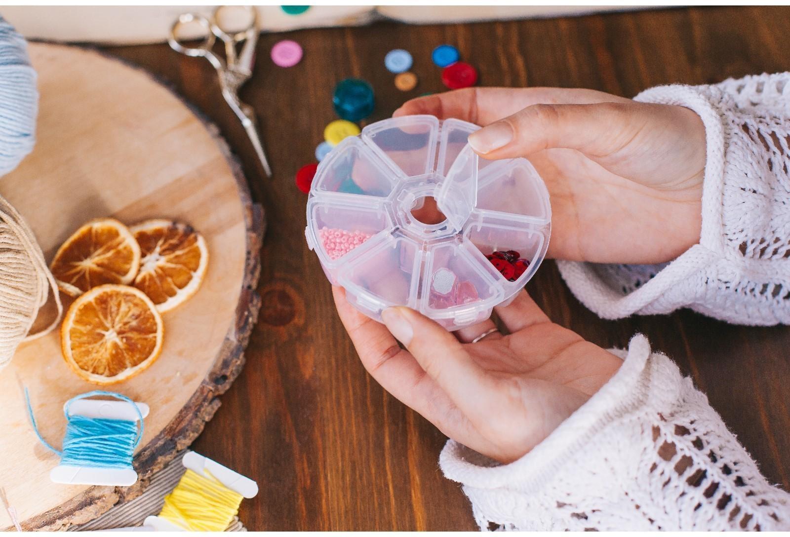 Органайзер для декора, 8 отделений, d = 10,5 × 3 см, цвет прозрачный