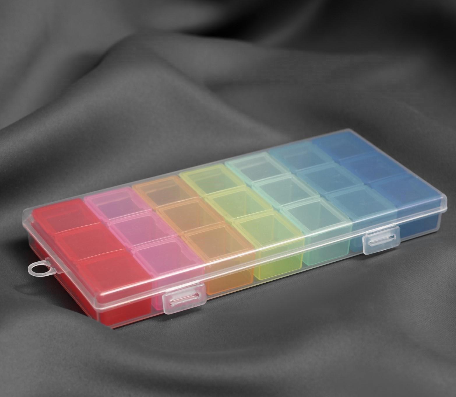 Органайзер для рукоделия, 7 органайзеров по 3 отделения, 19 × 8 × 2 см, цвет МИКС