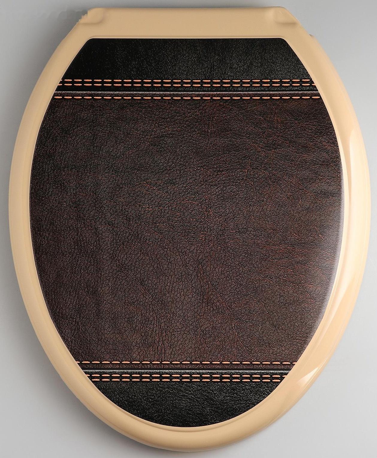 Сиденье для унитаза с крышкой «Декор. Кожа», 44,5×37,5 см, цвет коричневый