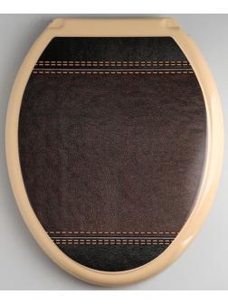 Сиденье для унитаза с крышкой «Декор. Кожа», 44,5×37,5 см, цвет коричневый