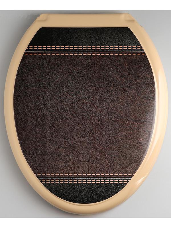 Сиденье для унитаза с крышкой «Декор. Кожа», 44,5×37,5 см, цвет коричневый