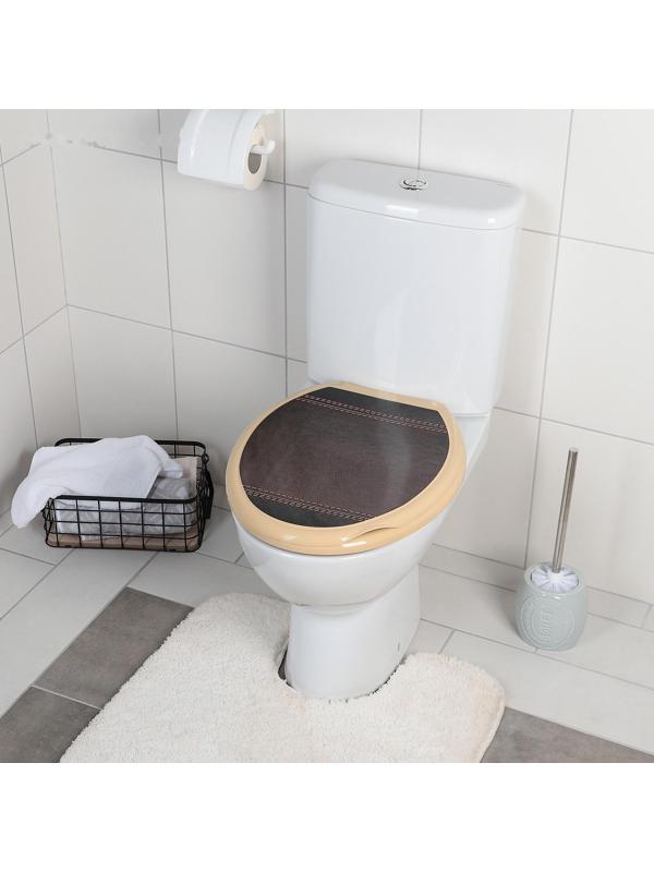 Сиденье для унитаза с крышкой «Декор. Кожа», 44,5×37,5 см, цвет коричневый