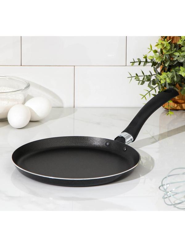 Сковорода блинная Lite, d=22 см, пластиковая ручка, антипригарное покрытие, цвет чёрный