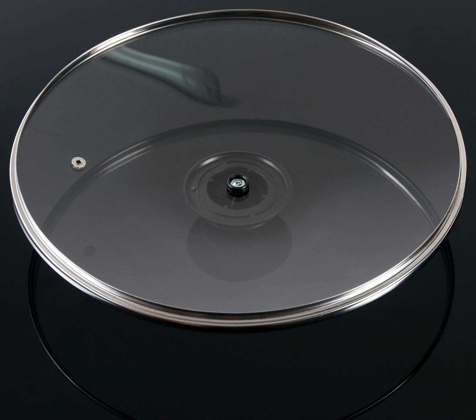 Крышка для сковороды и кастрюли стеклянная, d=30 см, с пластиковой ручкой