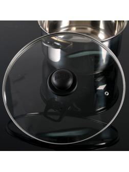 Крышка для сковороды и кастрюли стеклянная, d=30 см, с пластиковой ручкой