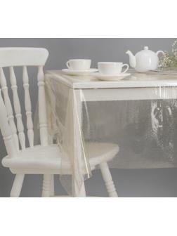 Клеёнка столовая ПВХ , ширина 137 см, толщина 0,16 мм, рулон 50 м, прозрачная с золотом