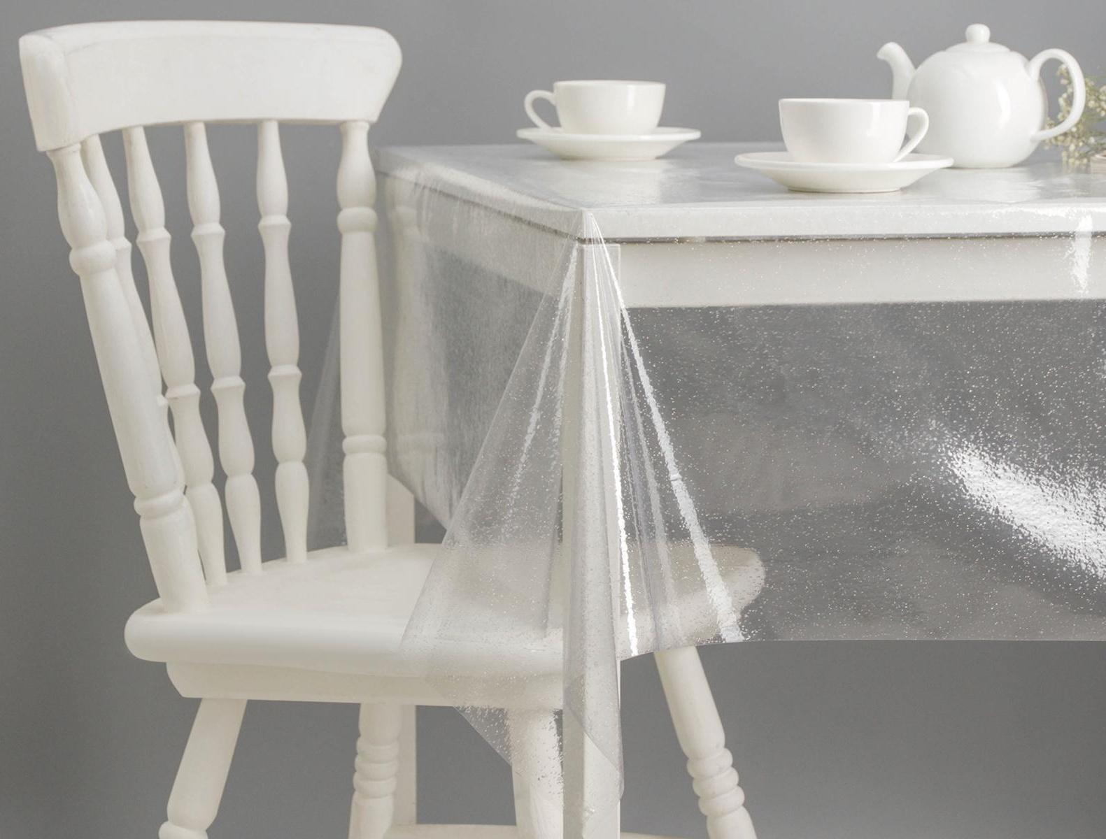 Клеёнка столовая ПВХ , ширина 137 см, толщина 0,16 мм, рулон 50 м, прозрачная с серебром