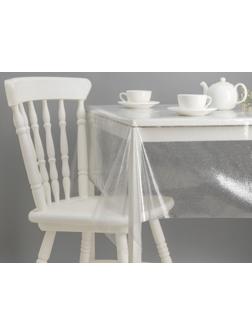 Клеёнка столовая ПВХ , ширина 137 см, толщина 0,16 мм, рулон 50 м, прозрачная с серебром