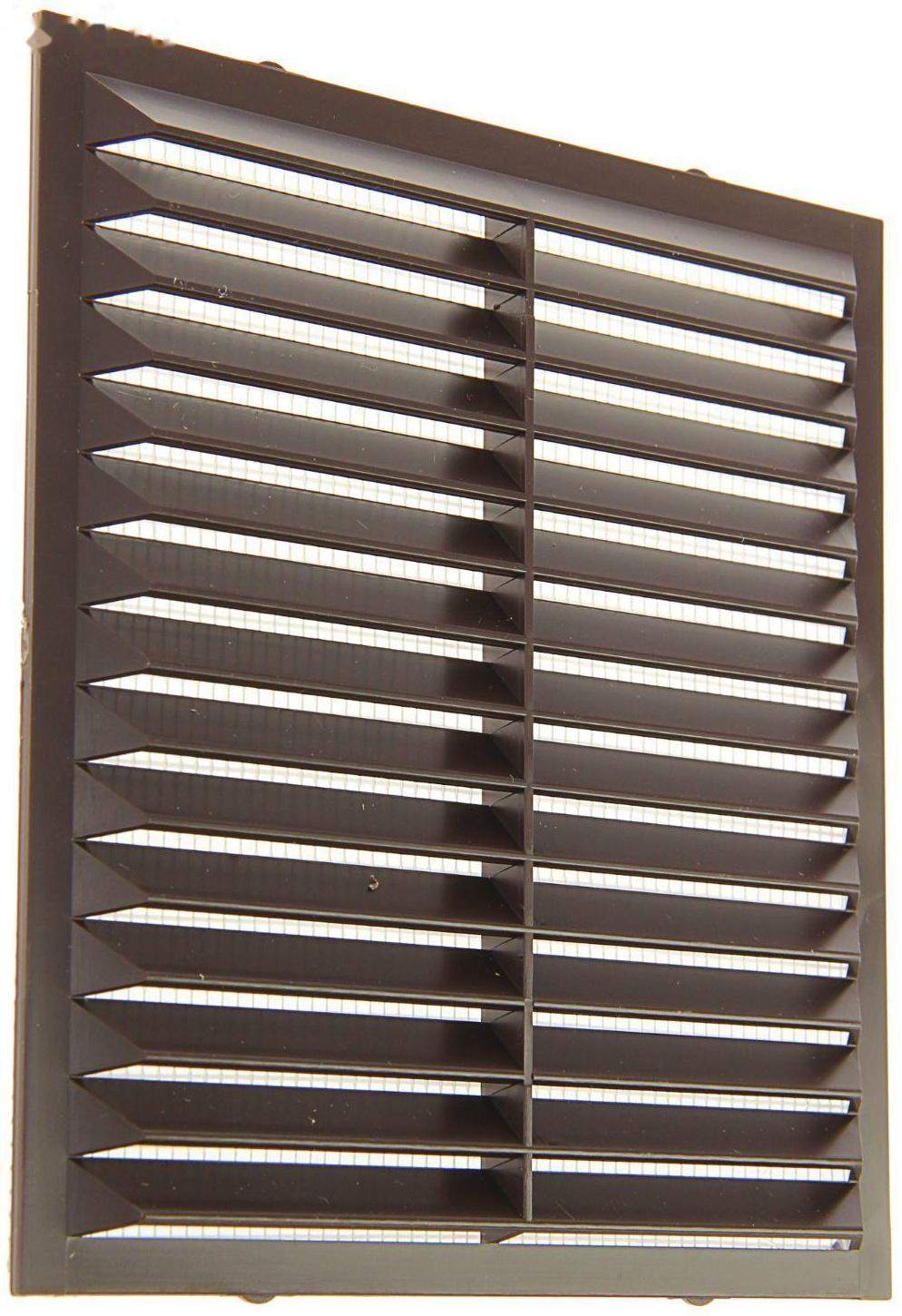 Решетка вентиляционная ERA 1313 С, 138x138 мм, с сеткой, неразъемная, цвет коричневый