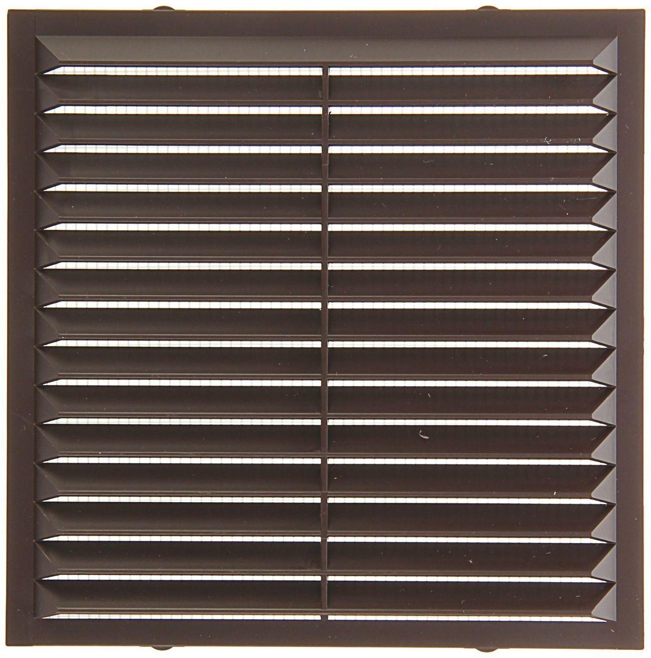 Решетка вентиляционная ERA 1313 С, 138x138 мм, с сеткой, неразъемная, цвет коричневый