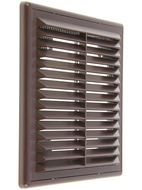 Решетка вентиляционная ERA 1515 Р, 150x150 мм, с сеткой, разъемная, коричневая