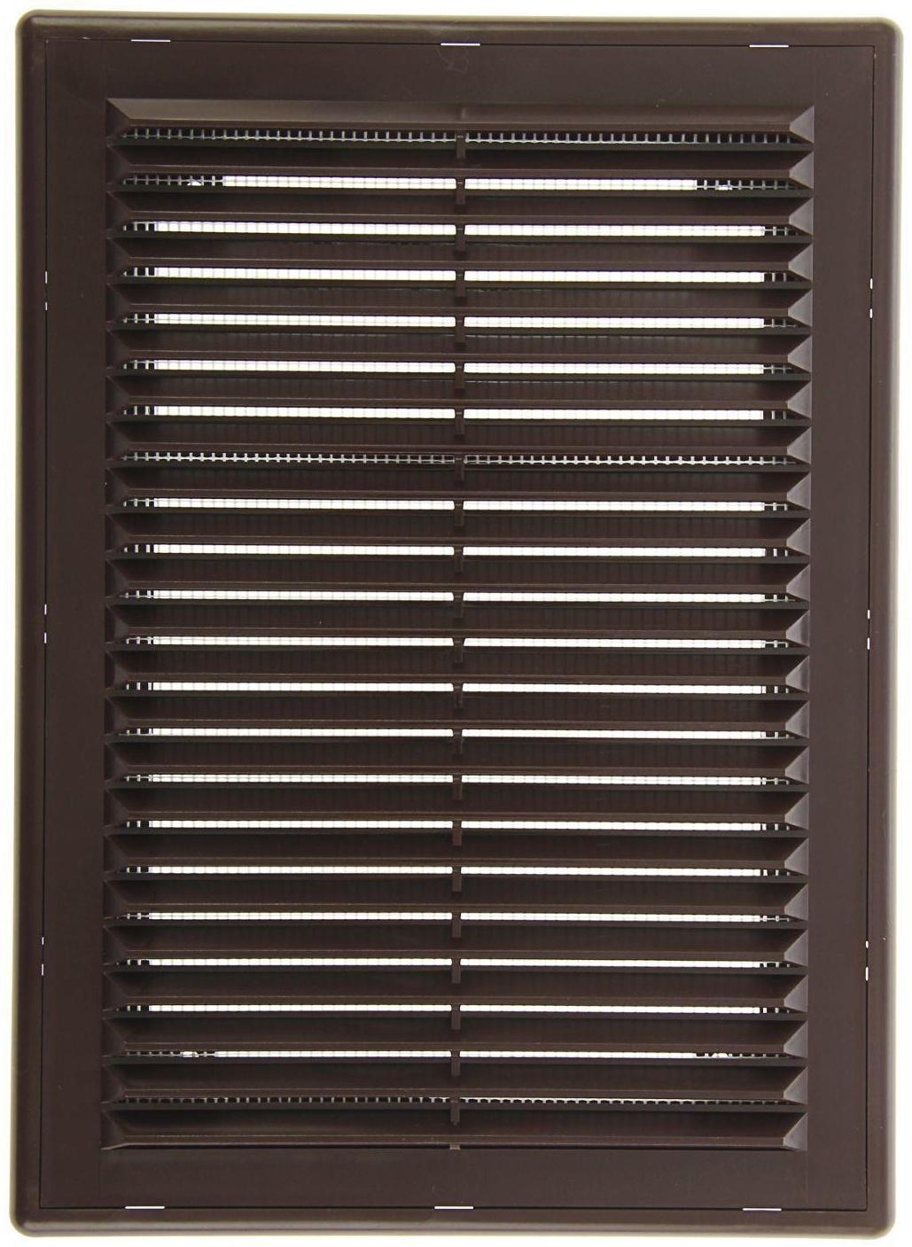 Решетка вентиляционная ERA 1825 Р, 253x183 мм, с сеткой, разъемная, коричневая
