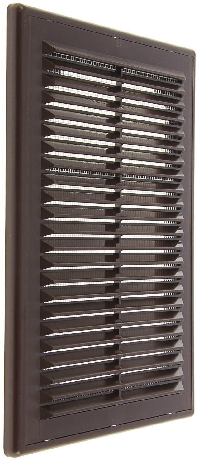 Решетка вентиляционная ERA 1825 Р, 253x183 мм, с сеткой, разъемная, коричневая