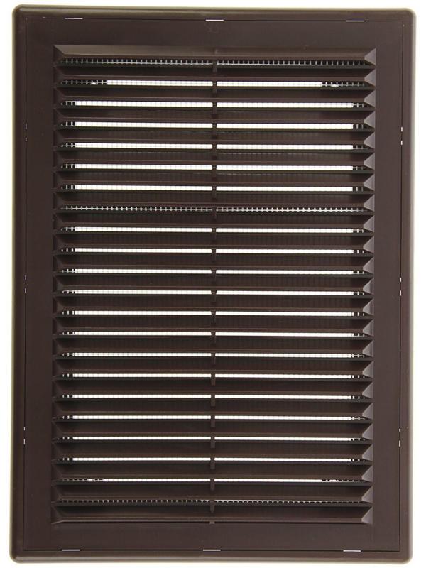 Решетка вентиляционная ERA 1825 Р, 253x183 мм, с сеткой, разъемная, коричневая