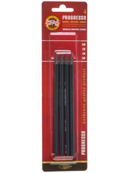 Набор карандашей цельнографитовых разной твердости 4 штуки, Koh-I-Noor PROGRESSO 8914, 6B-HB, блистер