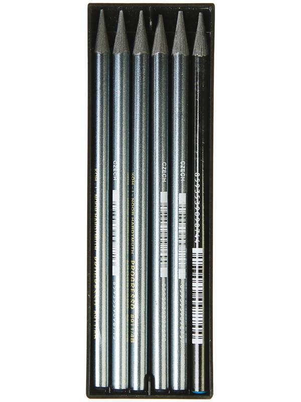 Набор карандашей цельнографитовых разной твердости 6 штук, Koh-I-Noor PROGRESSO 8915, 8B-HB, картон