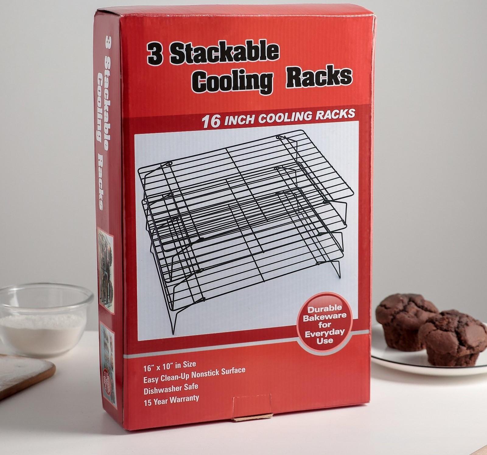 Решётка для остывания выпечки 3-х ярусная, 40,5×25 см, цвет чёрный