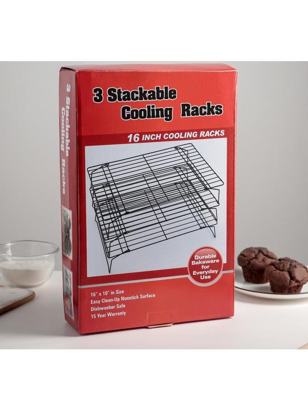 Решётка для остывания выпечки 3-х ярусная, 40,5×25 см, цвет чёрный