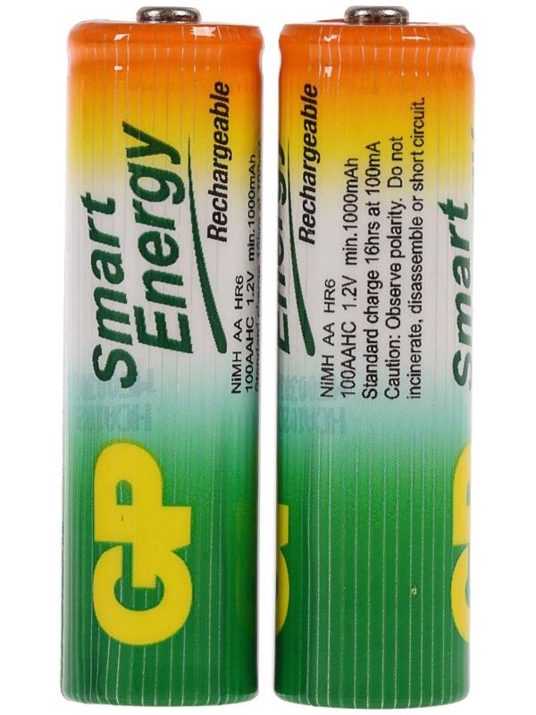 Аккумулятор GP, Ni-Mh, AA, HR6-2BL, 1.2В, 1000 мАч, блистер, 2 шт.