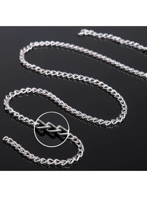 Цепочка без карабина L45см 0,8*3*4,6мм (набор 5шт), СМ-1319, цвет серебро