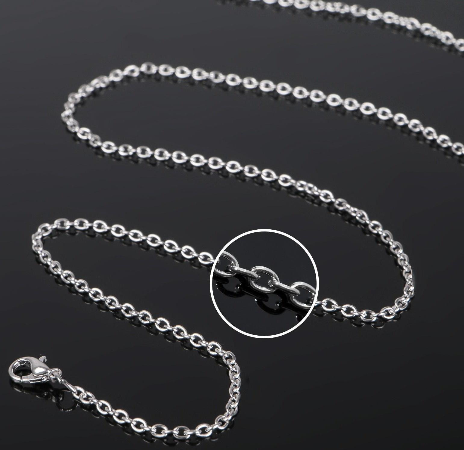 Цепочка с карабином СМ-1935, (набор 5шт) L=70 см, 0,3 см, цвет серебро