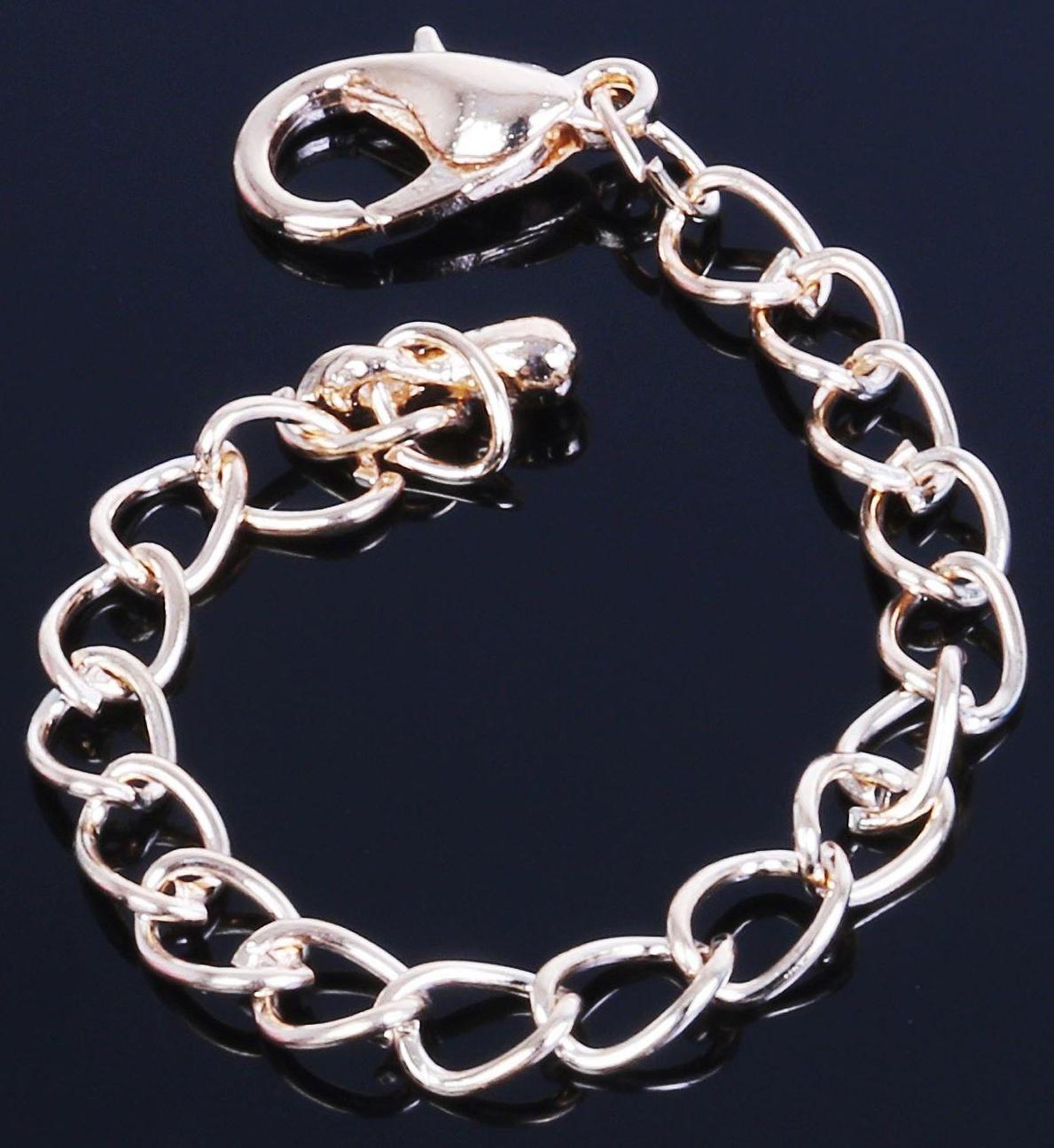 Замок-карабин СМ-951 (набор 5 шт), 1*0,5см, с удлинительной цепочкой 8см, цвет золото