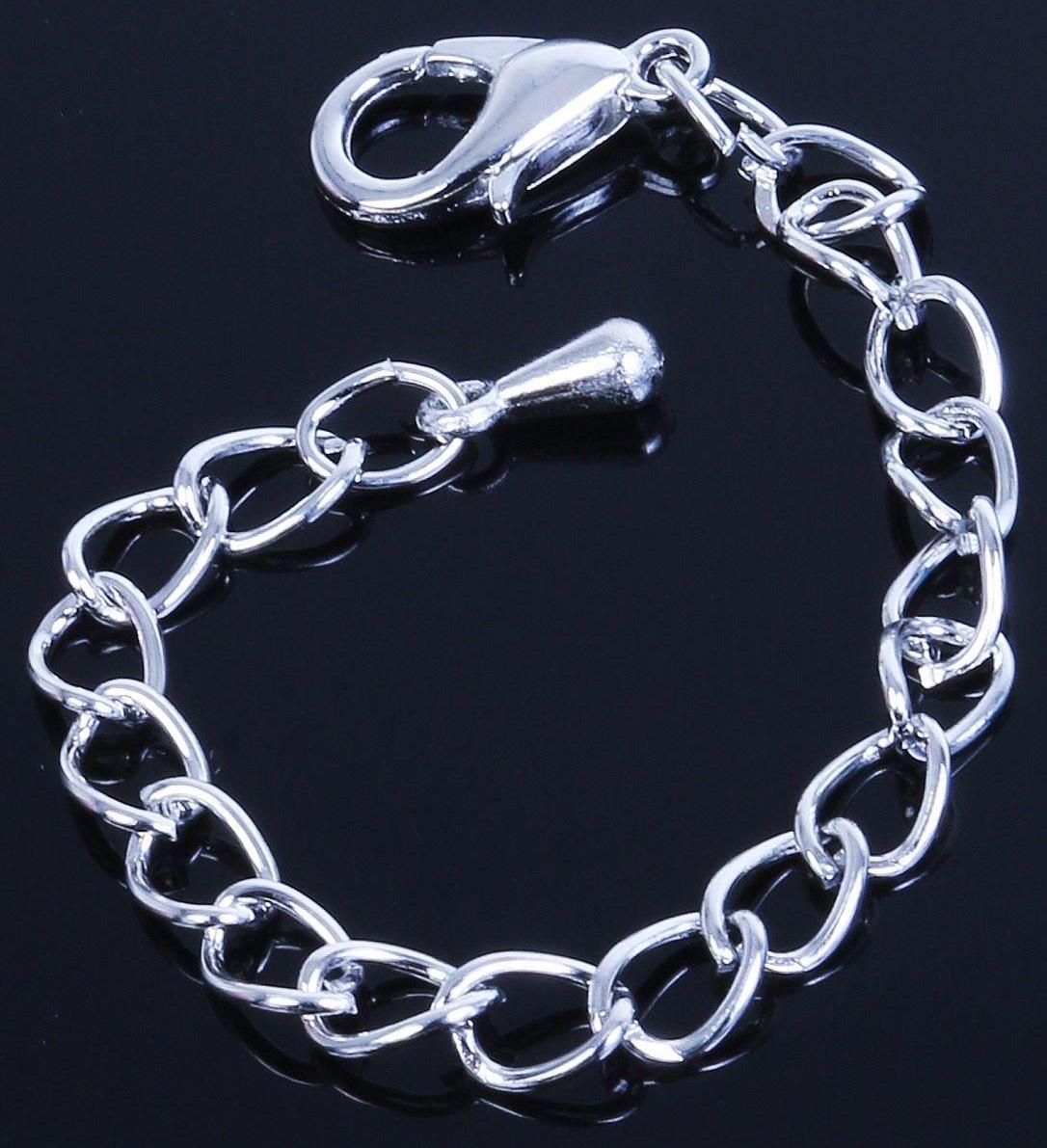 Замок-карабин СМ-951 (набор 5 шт), 15 х 6мм, с удлинительной цепочкой 7,5см, цвет серебро