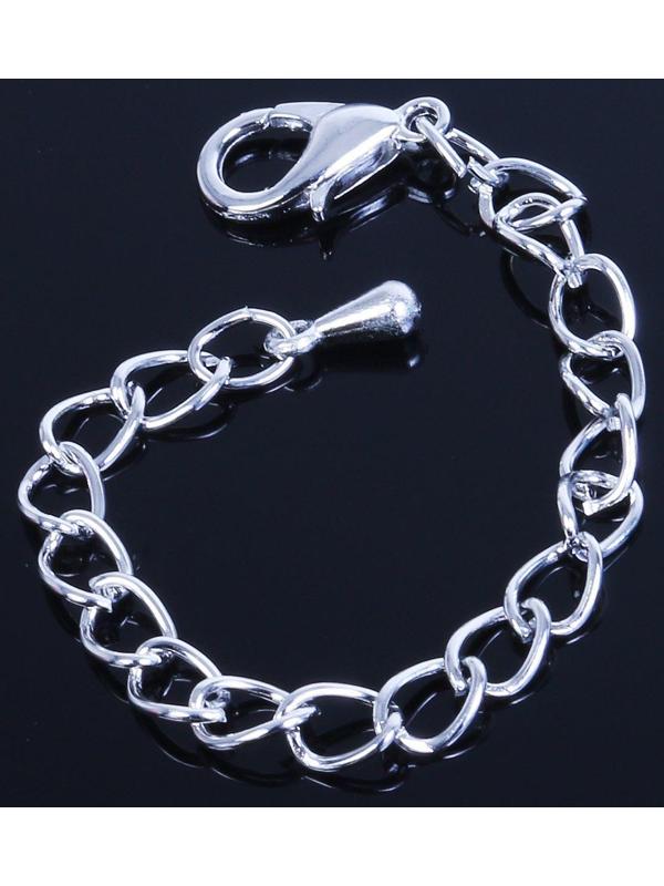 Замок-карабин СМ-951 (набор 5 шт), 15 х 6мм, с удлинительной цепочкой 7,5см, цвет серебро