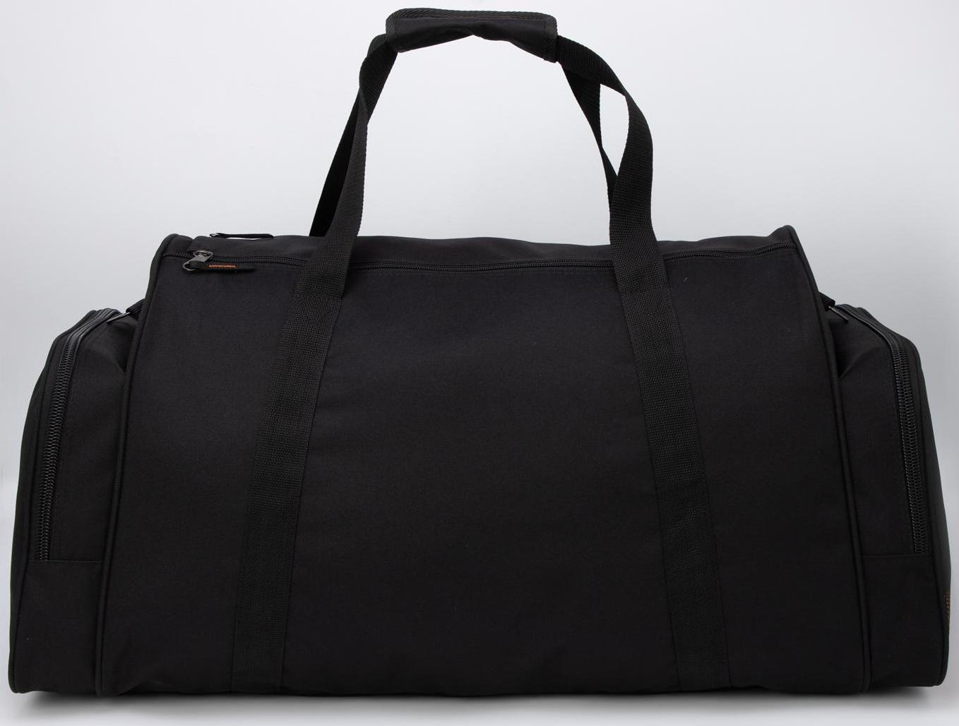 Сумка спортивная на молнии, 3 наружных кармана, цвет чёрный/оранжевый