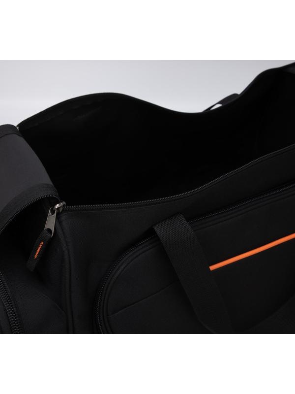 Сумка спортивная на молнии, 3 наружных кармана, цвет чёрный/оранжевый