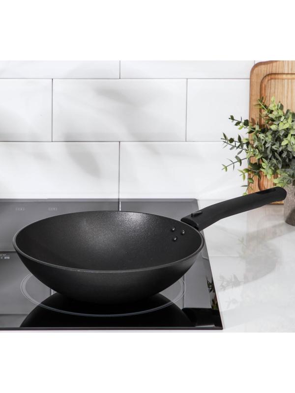 Сковорода Wok, d=24 см, съёмная ручка, антипригарное покрытие, цвет чёрный