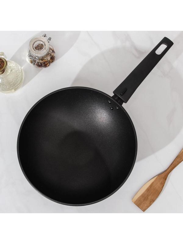 Сковорода Wok, d=24 см, съёмная ручка, антипригарное покрытие, цвет чёрный