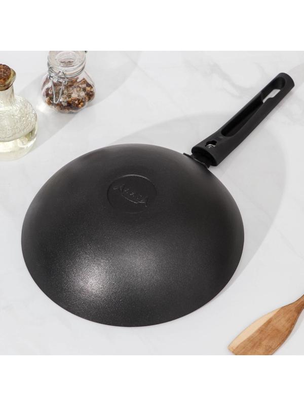 Сковорода Wok, d=24 см, съёмная ручка, антипригарное покрытие, цвет чёрный