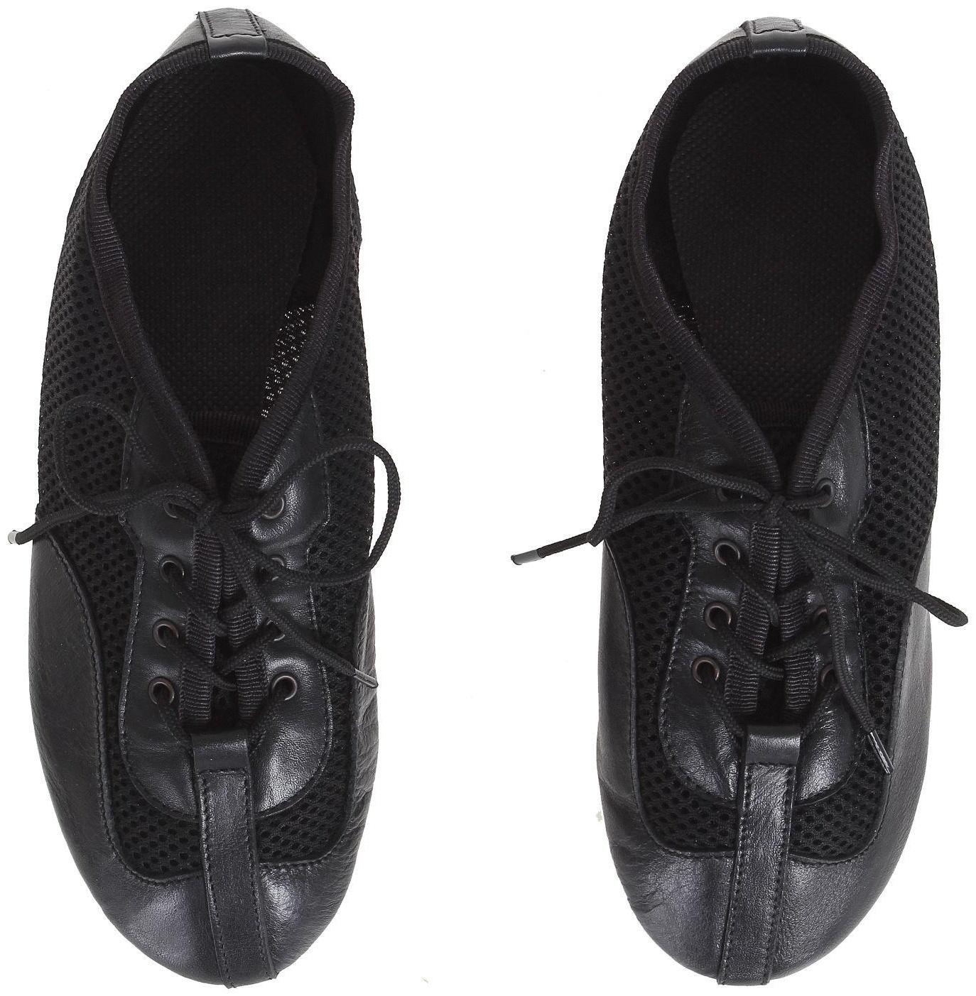 Джазовки «Спорт», натуральная кожа, с сеткой, длина по стельке 24,5 см, цвет чёрный