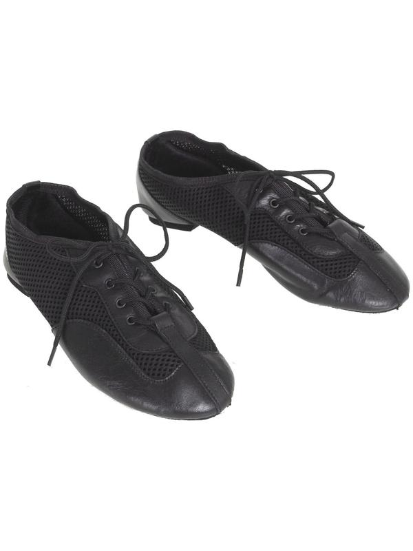 Джазовки «Спорт», натуральная кожа, с сеткой, длина по стельке 26 см, цвет чёрный