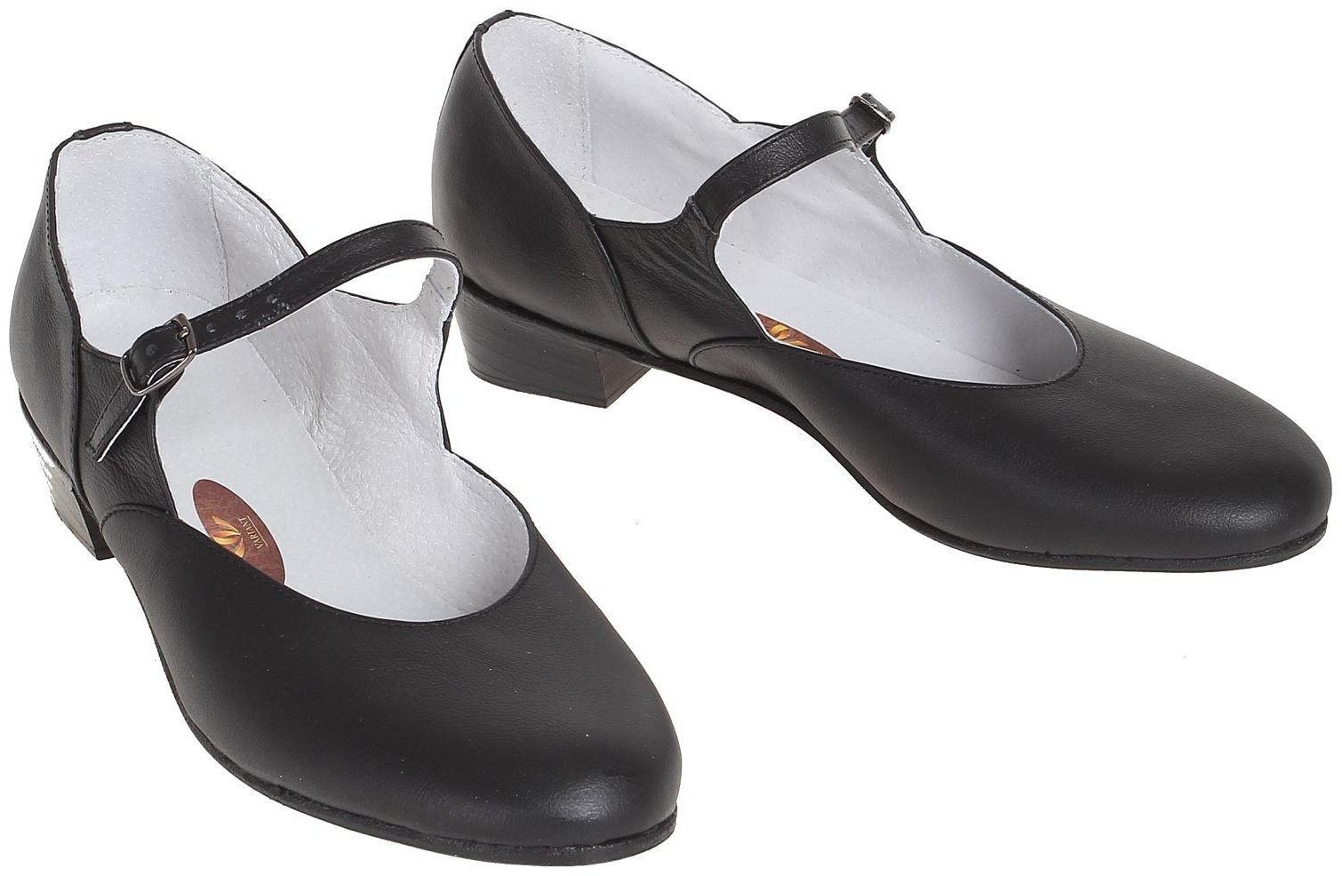 Туфли народные женские, длина по стельке 26 см, цвет чёрный