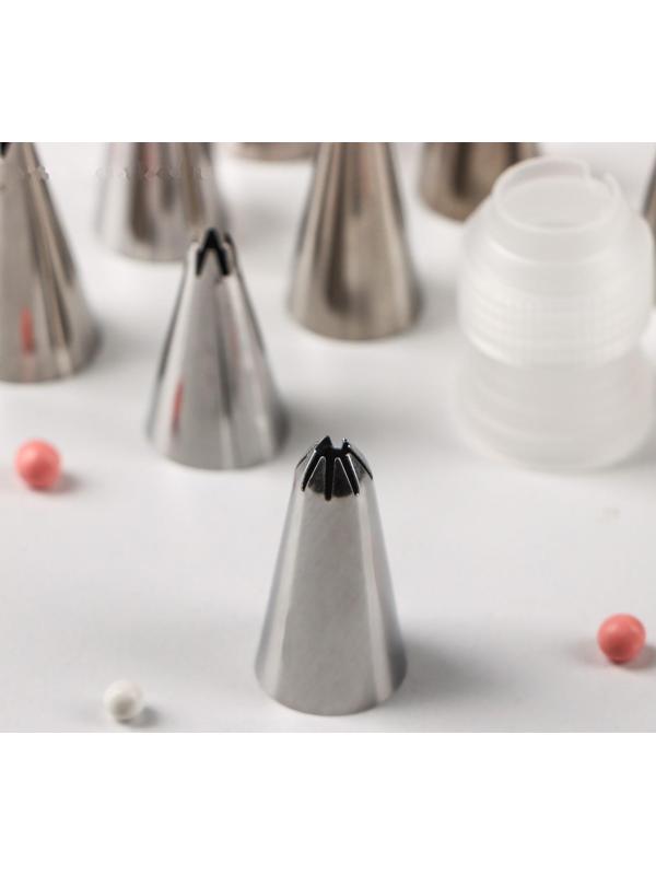 Набор насадок кондитерских Доляна, d=1,8 см, 12 шт, адаптер, насадки в ассортименте