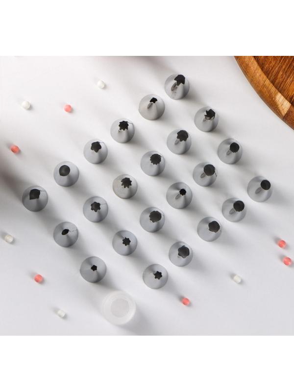 Набор насадок кондитерских Доляна, 24 шт, d=1,5 см, адаптер, насадки в ассортименте