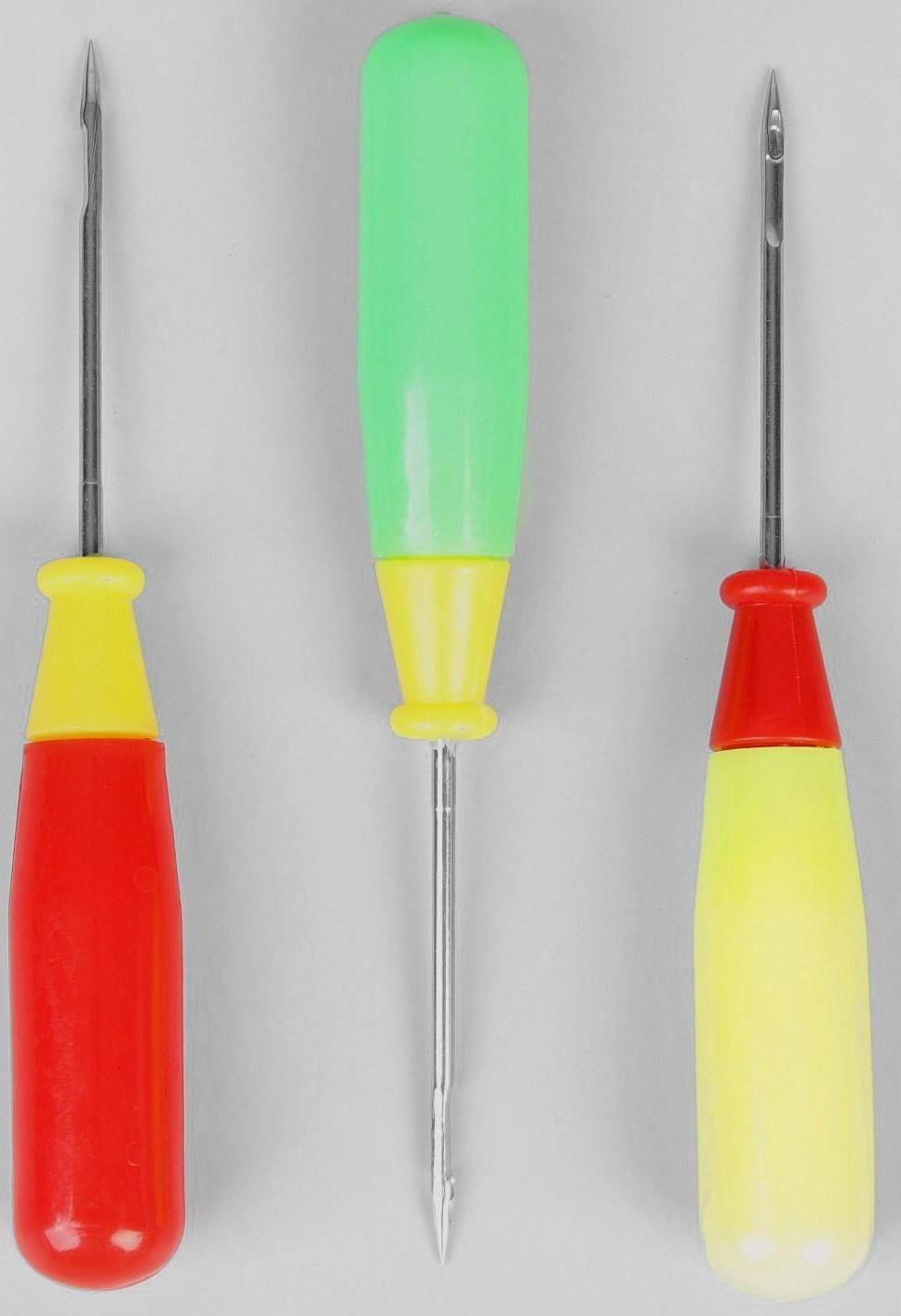 Шило швейное, с отверстием на конце, 12,5 × 1,7 см, цвет МИКС