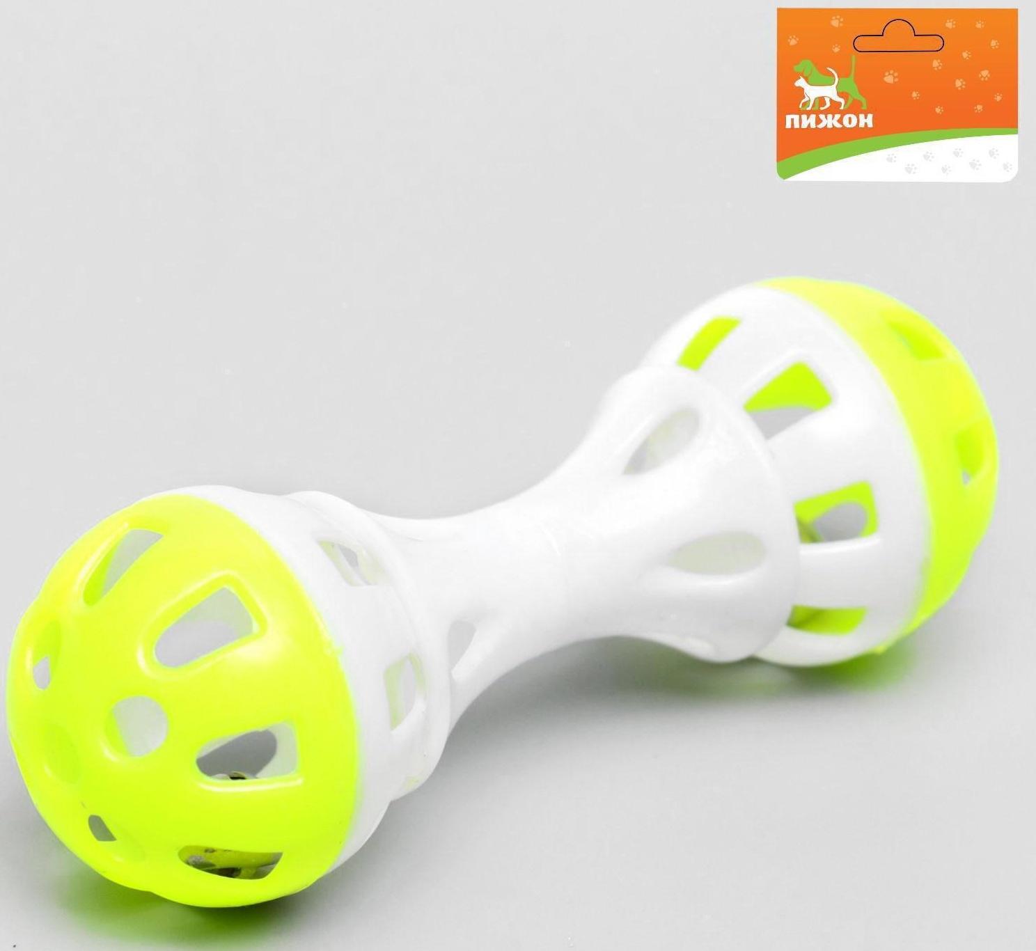 Набор игрушек для кошек: гантель 11 см, мышь 4 см и шар с пером 4 см, микс цветов