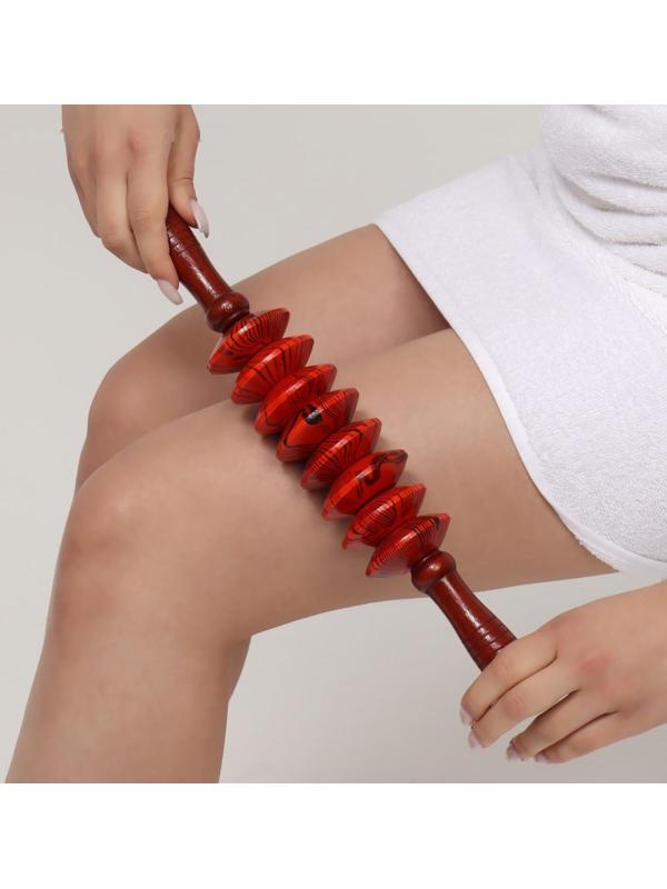 Массажёр «Скалка», универсальный, 36 × 6 см, 8 дисков, деревянный