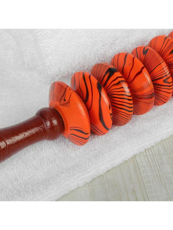 Массажёр «Скалка», универсальный, 36 × 6 см, 8 дисков, деревянный