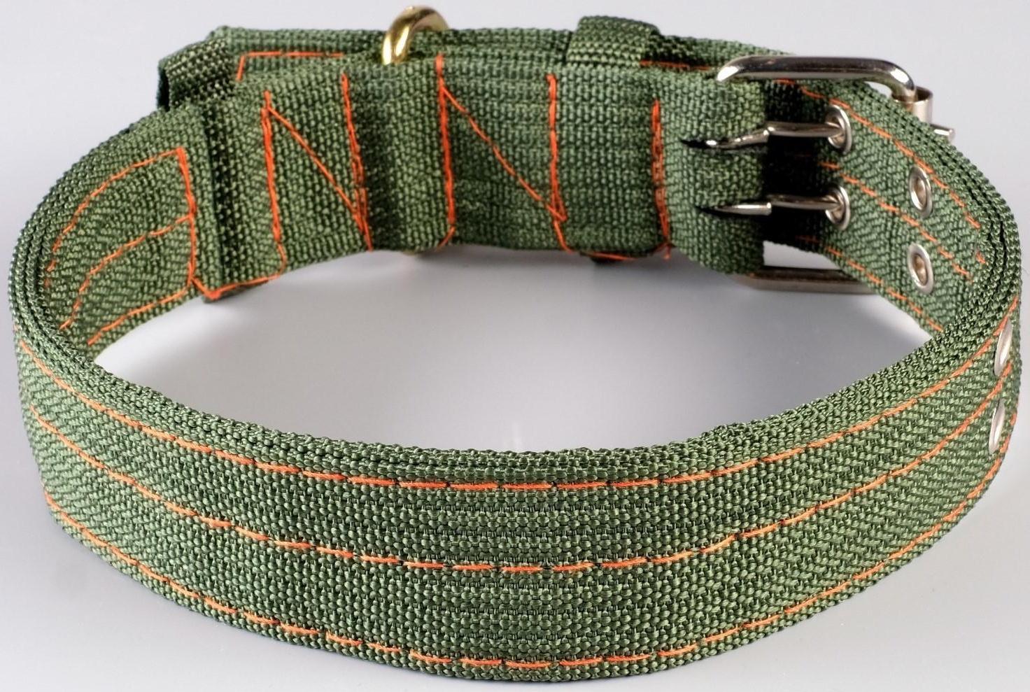 Ошейник четырехслойный с вертлюгом, 65 х 4 см, ОШ 54-60 см, полиэстер, зелёный