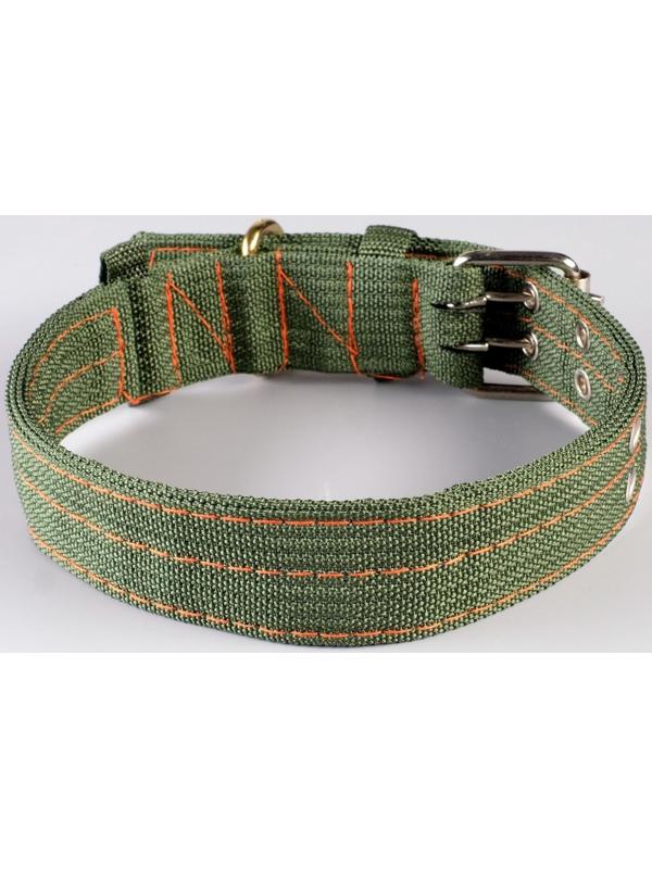 Ошейник четырехслойный с вертлюгом, 65 х 4 см, ОШ 54-60 см, полиэстер, зелёный