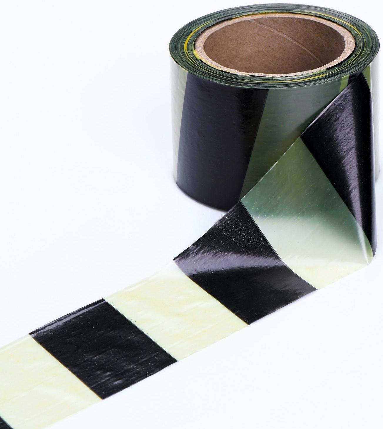 Лента оградительная, чёрно-желтая, ширина 7,5 см, 100 м