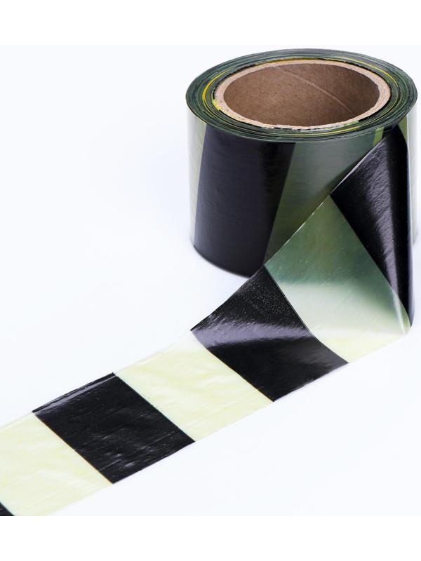 Лента оградительная, чёрно-желтая, ширина 7,5 см, 100 м